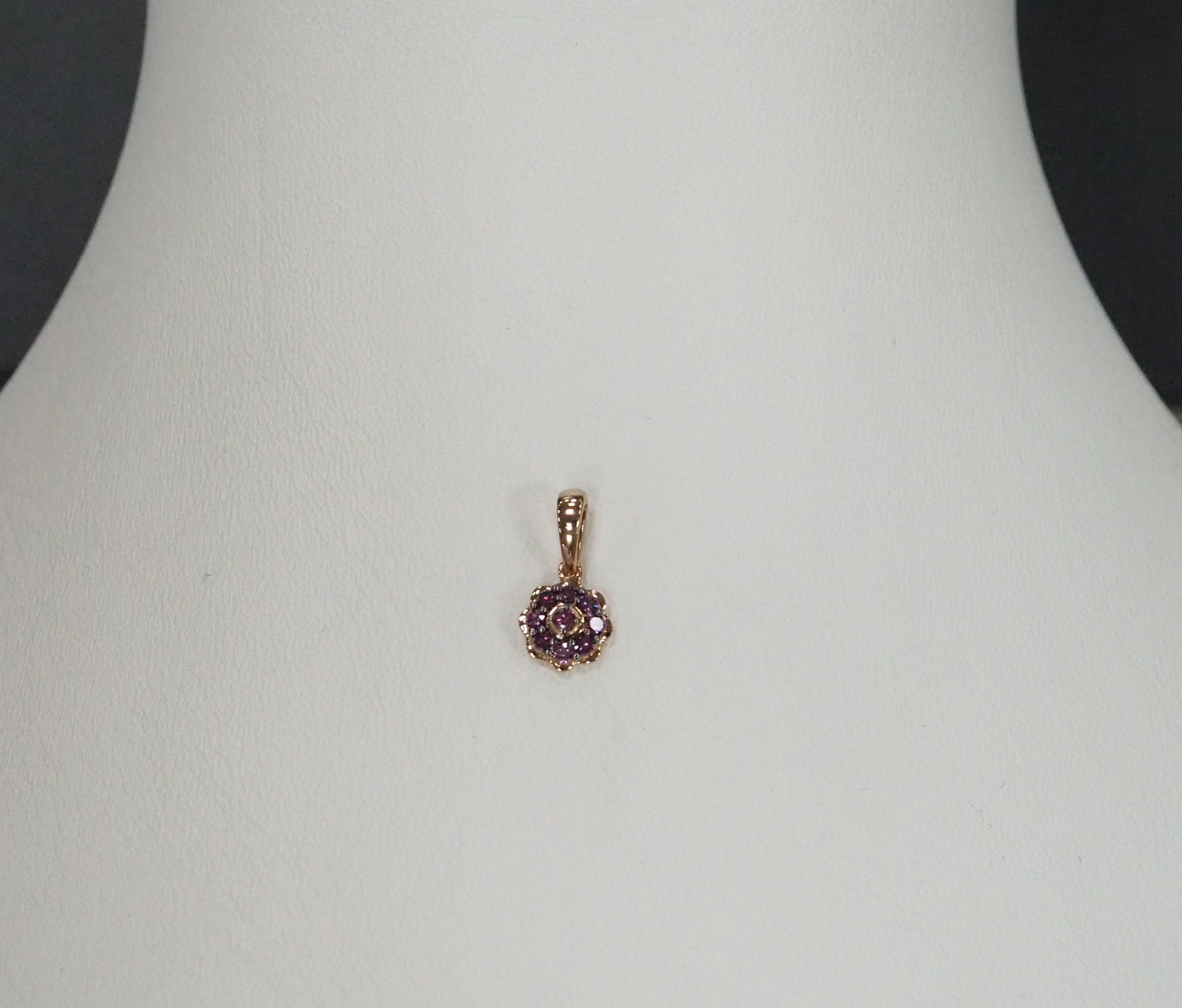 Серебряная подвеска с розовыми бриллиантами "Цветок"